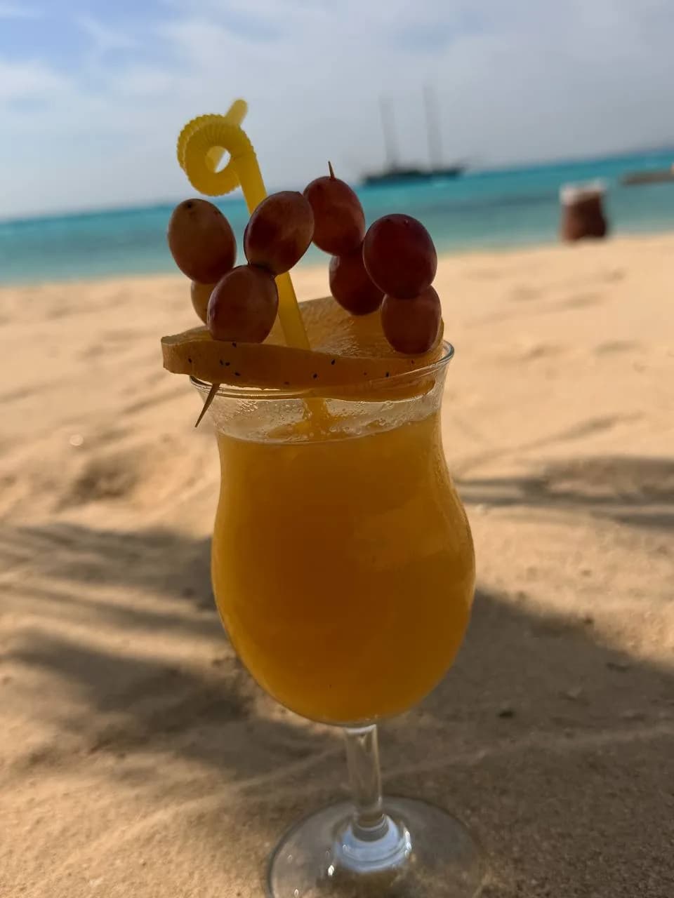 Fresh juice served on the beach at Ozirea Island