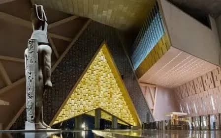 Grand Egyptian Museum atrium and statue of Ramesses II