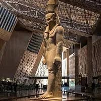 Statue of Ramesses II inside the Grand Egyptian Museum's Great Hall