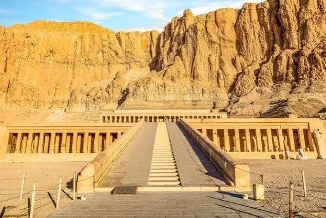 The Temple of Hatshepsut at Deir el-Bahari, built into the desert cliffs